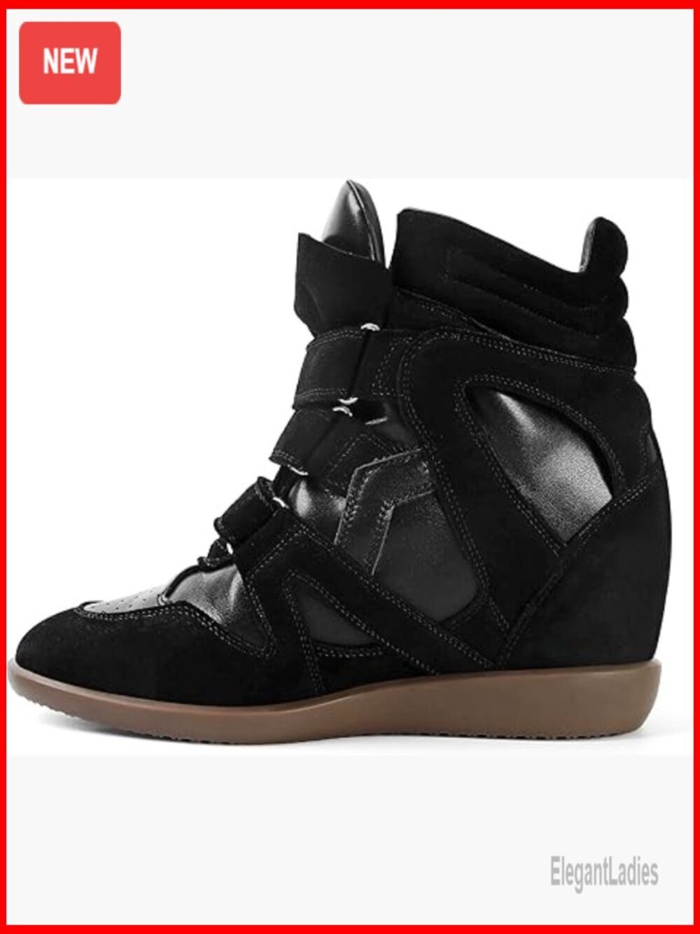 Wedge Sneakers with Hook Loop Closure, 5cm Heel, Suede Material